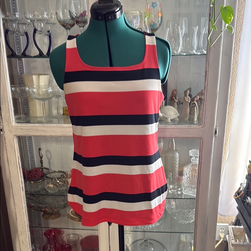 Striped Red and Black Women's Tank Top